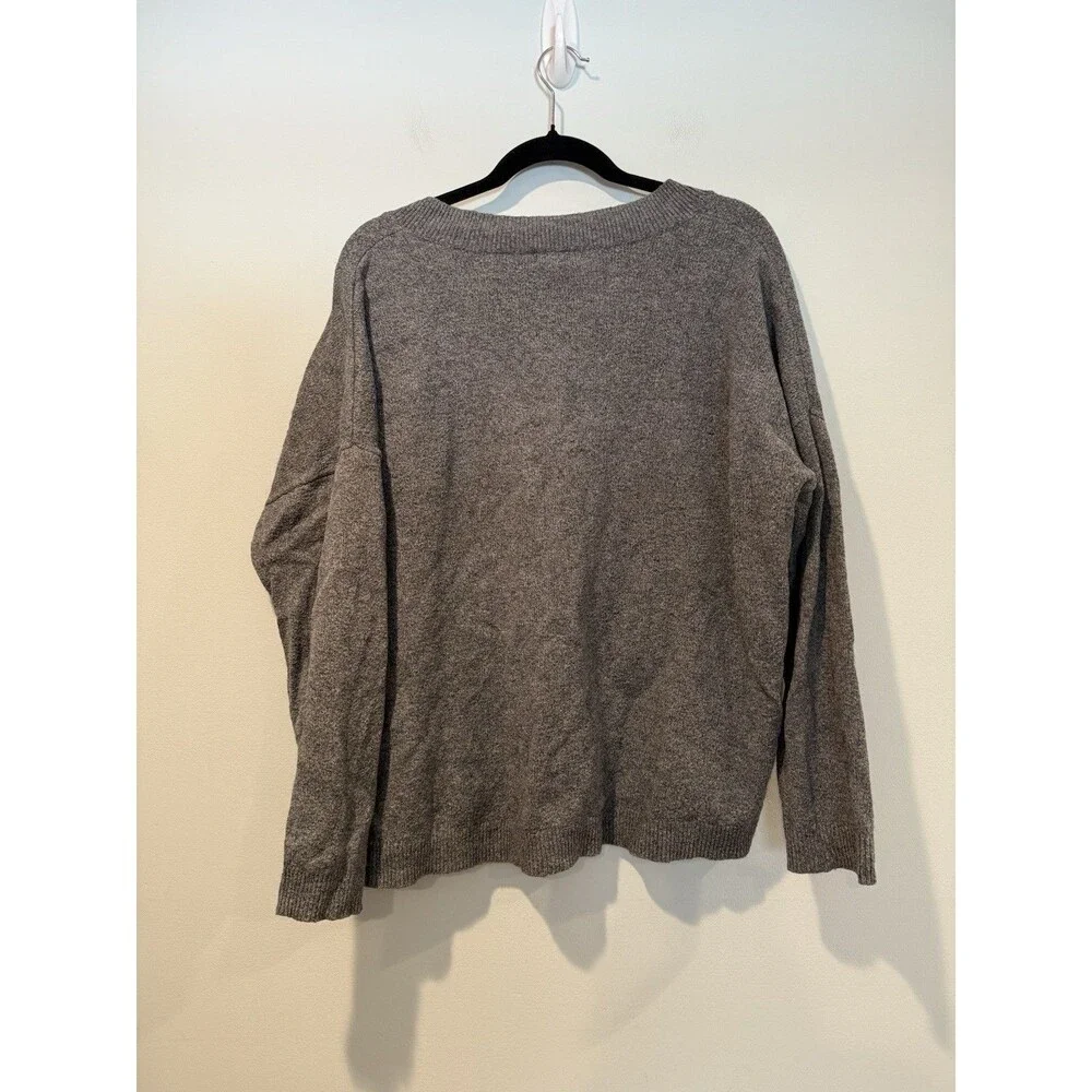 Treasure & Bond Sweater Women Large Grey Cotton Wool Travel Minimal Stretch Knit